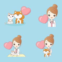 woman veterinarian with pets