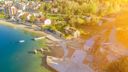 Beautiful resort town near the sea in the sunlight