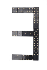 number  three  made of  black  dominoes tiles