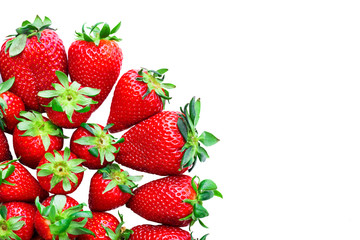 Group of red ripe strawberry on a white background. Isolated
