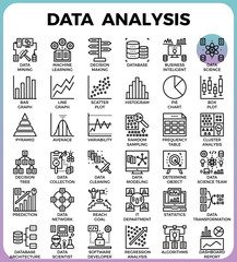 Naklejka na ściany i meble Data Analysis concept detailed line icons