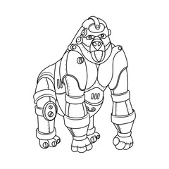 Steam punk style gorilla coloring book vector