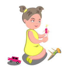 Girl playing with A doll
