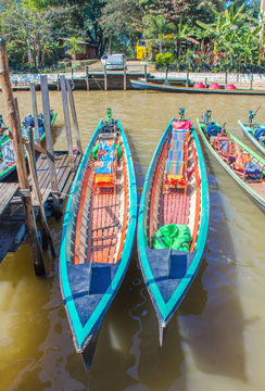 Long tailed boats for the tourist at port