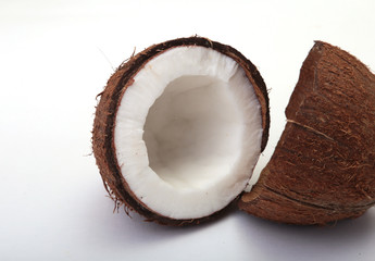 coconuts. Half isolated on the white background .