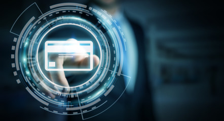 Businessman using digital payment interface 3D rendering