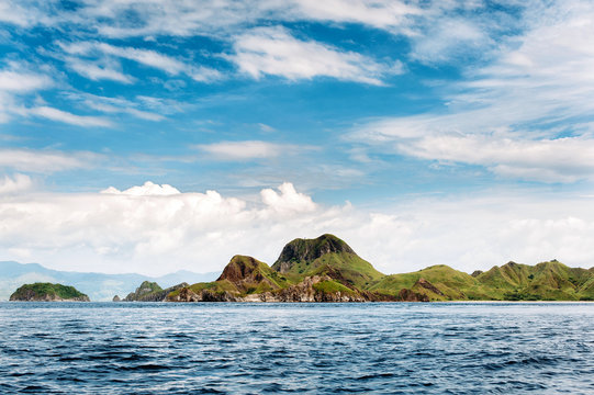 Islands of Komodo National Park in East Nusa Tenggara, Flores, Indonesia. Amazing marine seascape, landscape