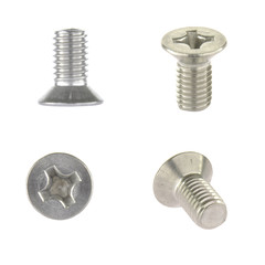 Countersunk phillips head bolt isolated on white background