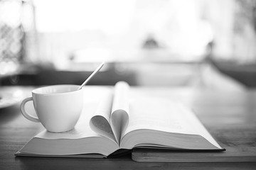 heart from pages of the book concept love tea coffee