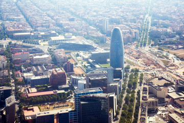 Residential area and Torre Agbar of Barcelona in Spain