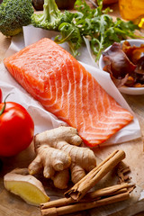 Healthy fresh salmon rich in omega-3 fatty acids