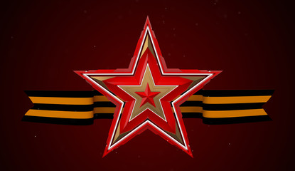 9th May. Victory Day. A red star. 3d rendering.