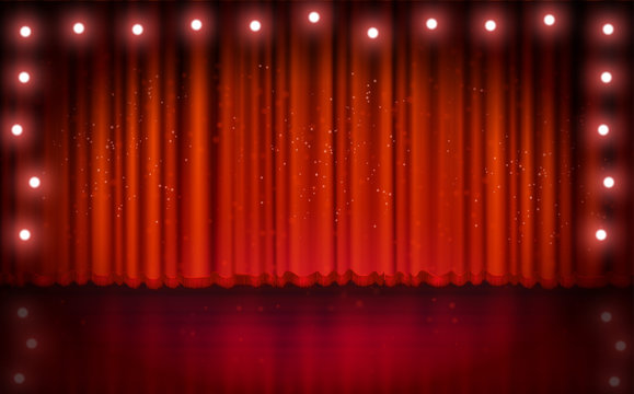 Spotlight On Red Stage Curtain