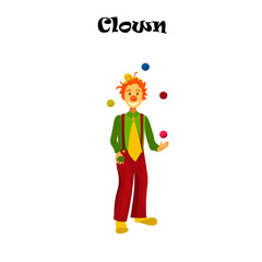 happy juggling circus clown.