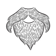 Hand drawn illustration beard, moustache man.