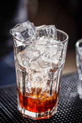 Glass with ice cubes