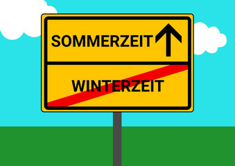  Schild Ortsausfahrt Winterzeit Sommerzeit 