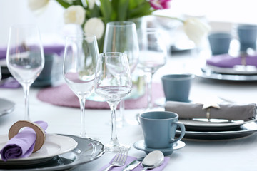 Beautiful festive table setting, closeup