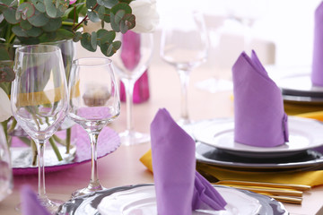 Beautiful festive table setting, closeup