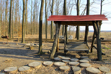 Wooden swing in park