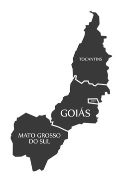 Tocantins - Distrito Federal - Goias - Mato Grosso do sul Map Brazil illustration