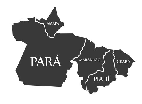 Amapa - Para - Maranhao - Piaui - Ceara Map Brazil illustration