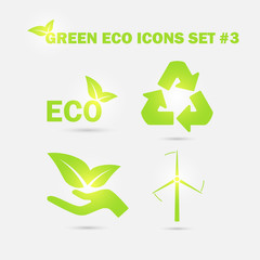 Green eco icons set. Vector illustration