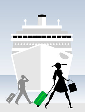 cruise ship passengers walking with luggage clip art preview