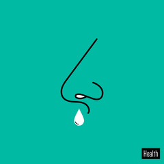 Runny nose vector. A nose-drop