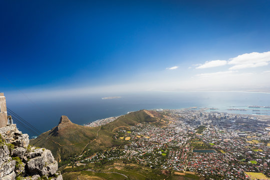 A view from on top of Table Mountain, Cape town