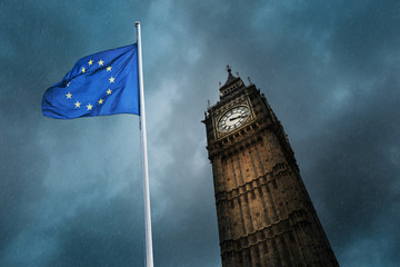 pluie goutte eau angleterre europe union européenne sortie brexit drapeau big ben parlement grande...