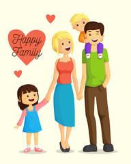 Happy cartoon family