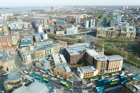 Aerial view of Liverpool, England, UK