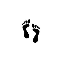 Pictogram footprints of bare feet icon. Black icon on white background.