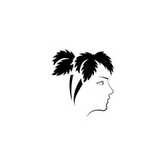 Pictogram silhouette of a girl with palm icon. Black icon on white background.