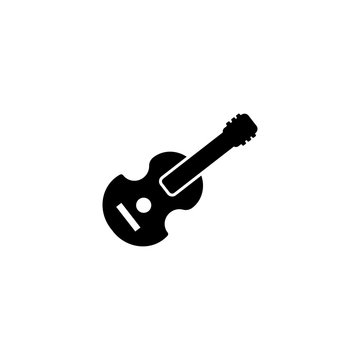 Pictogram acoustic guitar icon. Black icon on white background.