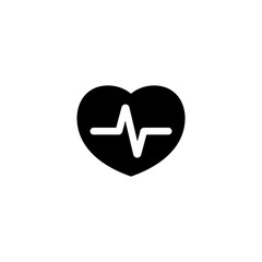 Pictogram healthy heart with cardiogram icon. Black icon on white background.