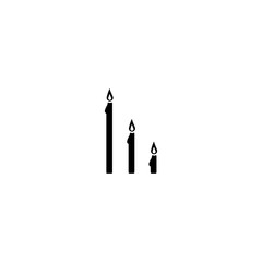Pictogram burning candle icon. Black icon on white background.