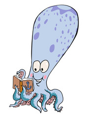 Cartoon image of octopus. An artistic freehand picture.