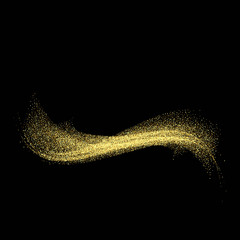 Abstract shiny color gold wave design element with glitter effect on dark background.Vector eps10