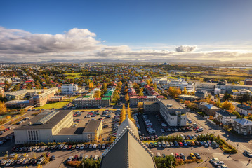 Fototapeta premium Reykjavik in Iceland viewed from above