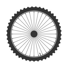 Bicycle wheel symbol,vector. Bike rubber. Mountain tyre. Valve. Fitness cycle.MTB. Mountainbike.