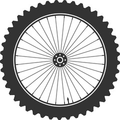 Bicycle wheel symbol,vector. Bike rubber. Mountain tyre. Valve. Fitness cycle.MTB. Mountainbike.