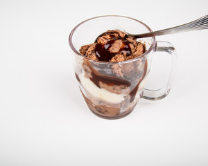 Vanilla and Chocolate Ice Cream with Syrup