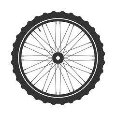 Bicycle wheel symbol,vector. Bike rubber. Mountain tyre. Valve. Fitness cycle.MTB. Mountainbike.