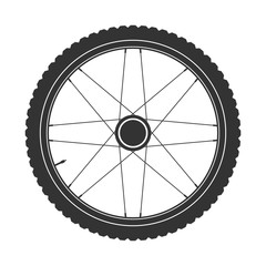 Bicycle wheel symbol,vector. Bike rubber. Mountain tyre. Valve. Fitness cycle.MTB. Mountainbike.