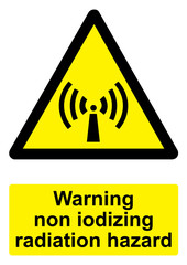 Black and Yellow Warning Sign isolated on a white background -  Non oxidising material