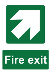 Green Fire Evacuation Sign isolated on a white background -  Fire exit forward to the right