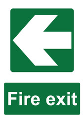 Green Fire Evacuation Sign isolated on a white background -  Fire exit left