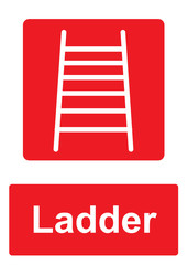 Red Fire Equipment Sign isolated on a white background -  Ladder